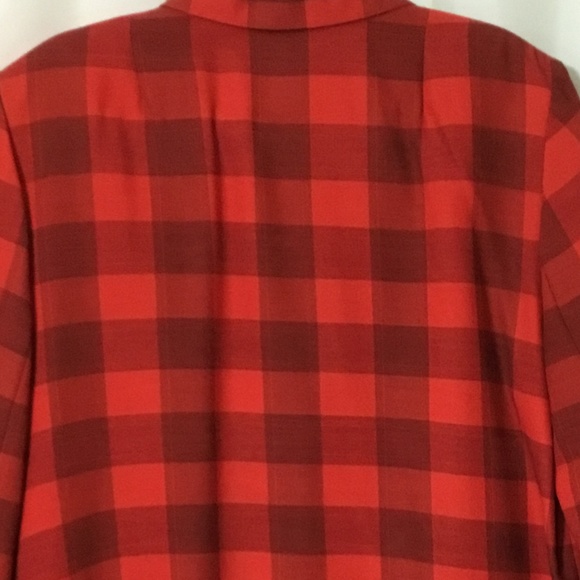 Vintage~90s Red Plaid Blazer Suit Jacket European made Geissler - Picture 11 of 11